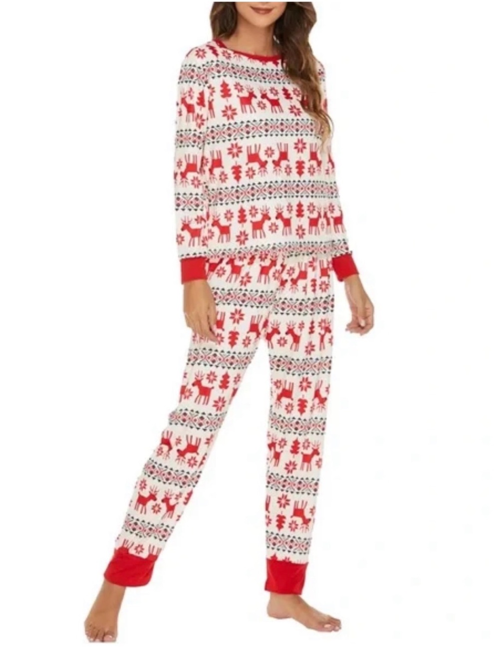 Hanna Andersson Red and White Reindeer Print  Pajama Set